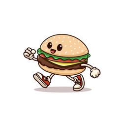 cute walking burger mascot cartoon Vector Image