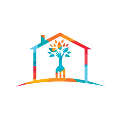 Fork hand tree logo design Royalty Free Vector Image