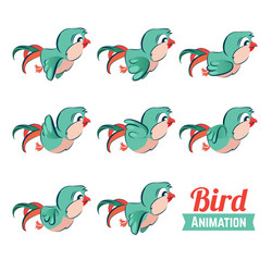 Key frames animation of bird flying cartoon zoo vector