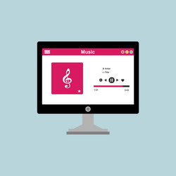 media player application app template with flat vector image