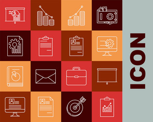 set line clipboard with graph chart chalkboard vector image