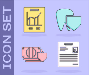 set personal document with graph chart vector image