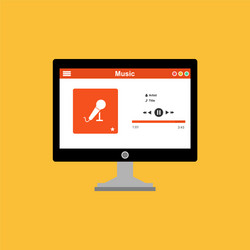 media player application app template with flat vector image