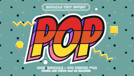 pop retro color 3d text effect and editable vector image