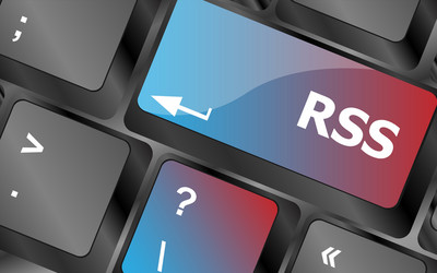 rss button on keyboard key close-up vector