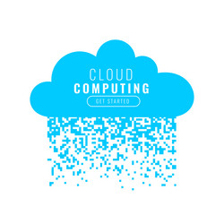 digital tech cloud computing background in pixel vector image