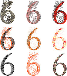various combination numeric figures 6 vector image