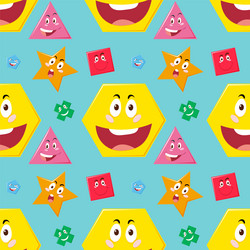 bright shapes with happy smiling faces vector image