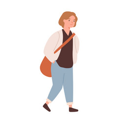 cute pupil girl with bag going to elementary vector