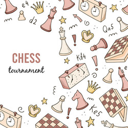 hand drawn banners template with cartoon chess vector