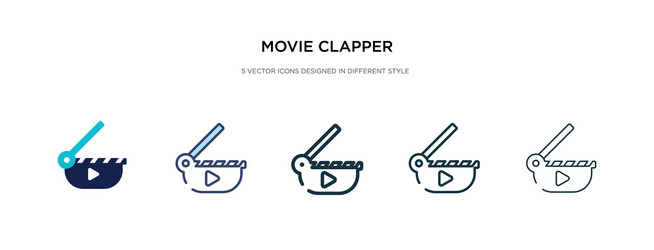 Movie clapper icon in different style two vector