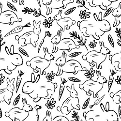 one continuous single line of rabbit carrot vector image