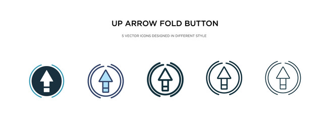 Up arrow fold button icon in different style two vector