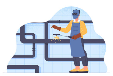 welder with pipes vector