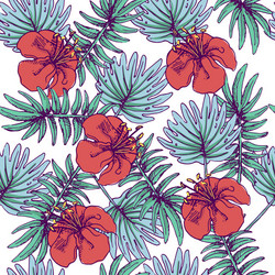 Tropical Hibiscus Pattern Vector Image