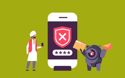 indian man incorrect password hacking bot concept vector image