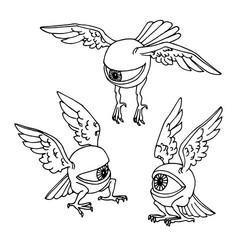 Set eyes wings monster magical surreal animals vector