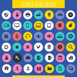 Big computer networks icon set trendy line icons vector