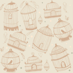 Bird and cages pattern design vector