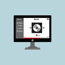 media player application app template with flat vector image