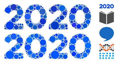 2020 digits text mosaic icon circles vector image