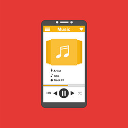 media player application app template with flat vector image