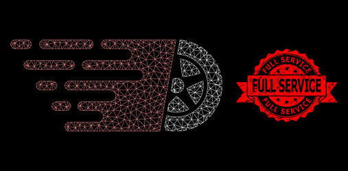 scratched full service stamp and web net tire vector image