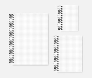 wire ring bound grid lined notebook mock-up set vector image