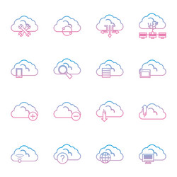 cloud computing gradient style icon set vector image