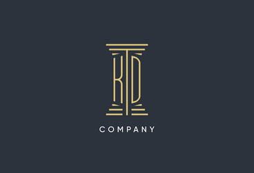 kd initial monogram with pillar shape logo design vector image