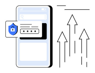 mobile security login with growth and progress vector image