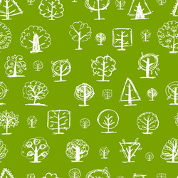 Seamless pattern doodle trees for your design vector