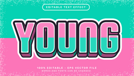 young retro color 3d text effect and editable vector