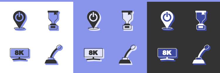 set microphone power button computer monitor vector image