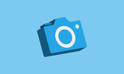 3d style camera icon blue color vector