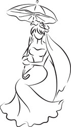 Elegant Bride with Umbrella Vector Image