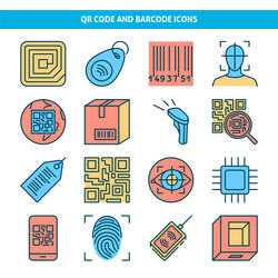 identification codes icon set in colored line vector