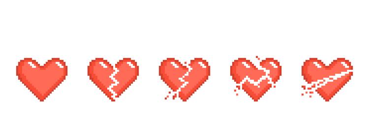 retro 8 bit broken pixel heart frame vector image