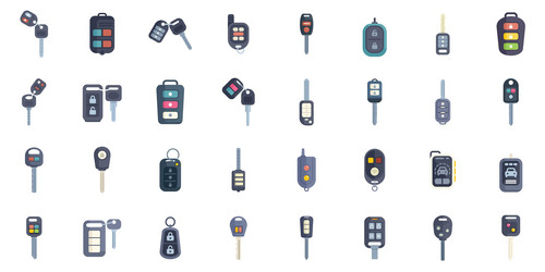 set of modern car keys for locking and unlocking vector image