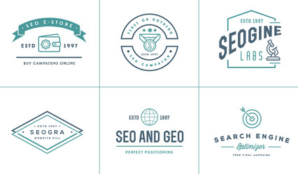 set of seo search engine optimisation elements vector image