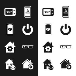 set power button mobile with heart rate vector image