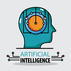 silhouette man with artificial brain intelligence vector