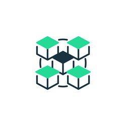 blockchain network two tone color icon linear vector image