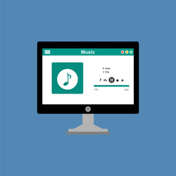 media player application app template with flat vector image