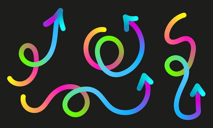 neon color gradient squiggle lines arrows vector image