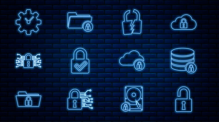 set line open padlock server security vector image