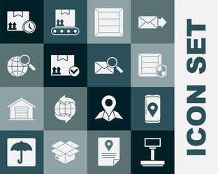 set scale mobile with app delivery tracking vector image