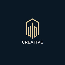 wd initial monogram logo with hexagonal shape vector image