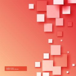 Beautiful red background with 3d squared vector