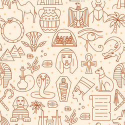 Egypt seamless pattern in thin line style vector